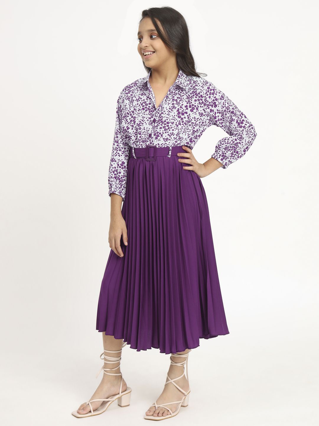 ZWERLON Girl Ethnic Motifs Print Three-Quarter Sleeves Shirt Collar A-Line Midi Dress, Purple
ZWERLON Girl Ethnic Motifs Print Three-Quarter Sleeves Shirt Collar A-Line Midi Dress, Purple