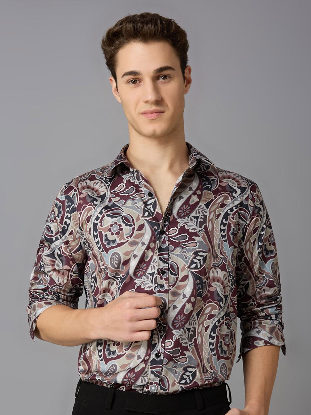 MARK & ALBERT Men India Slim Fit Spread Collar Floral Printed Cotton Casual Shirt, Maroon
MARK & ALBERT Men India Slim Fit Spread Collar Floral Printed Cotton Casual Shirt, Maroon