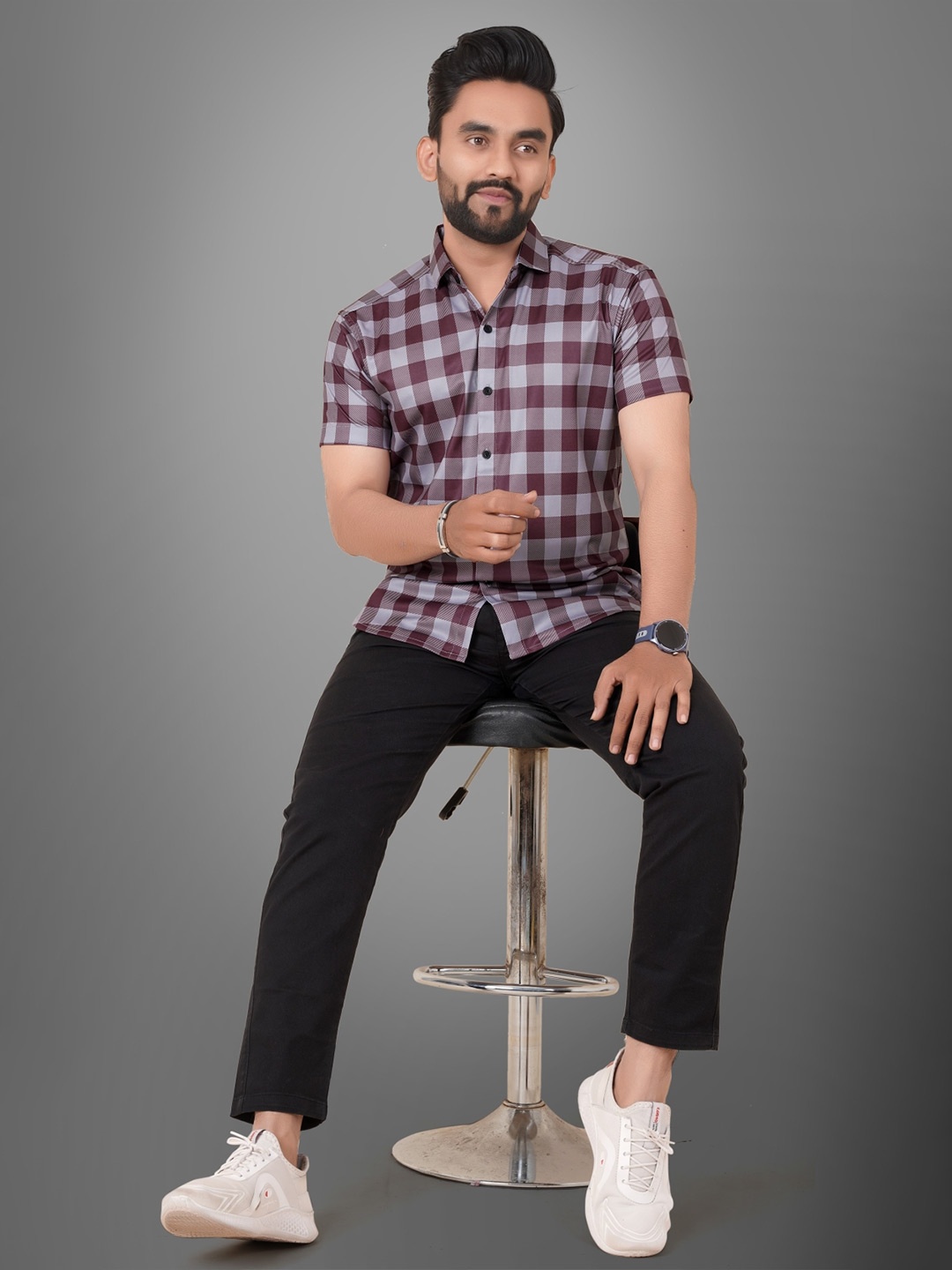 Metronaut Men Regular Fit Spread Collar Buffalo Checked Elastane Casual Shirt, Burgundy
Metronaut Men Regular Fit Spread Collar Buffalo Checked Elastane Casual Shirt, Burgundy