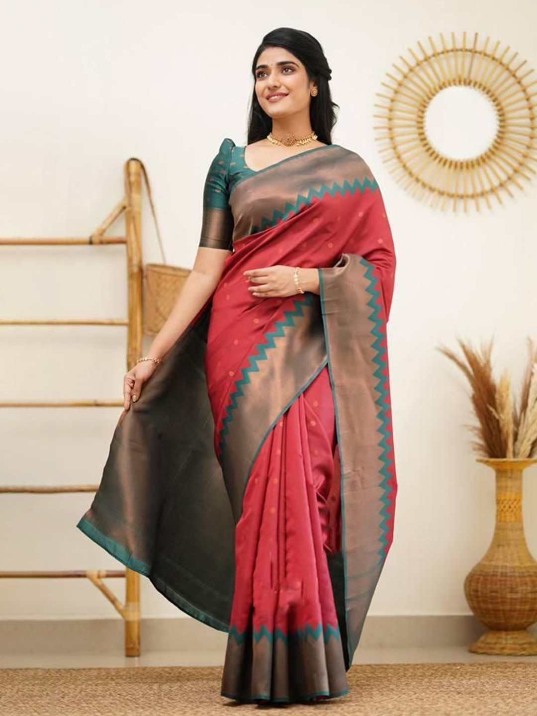 APNISHA Woven Design Zari Pure Silk Banarasi Saree, Red
APNISHA Woven Design Zari Pure Silk Banarasi Saree, Red