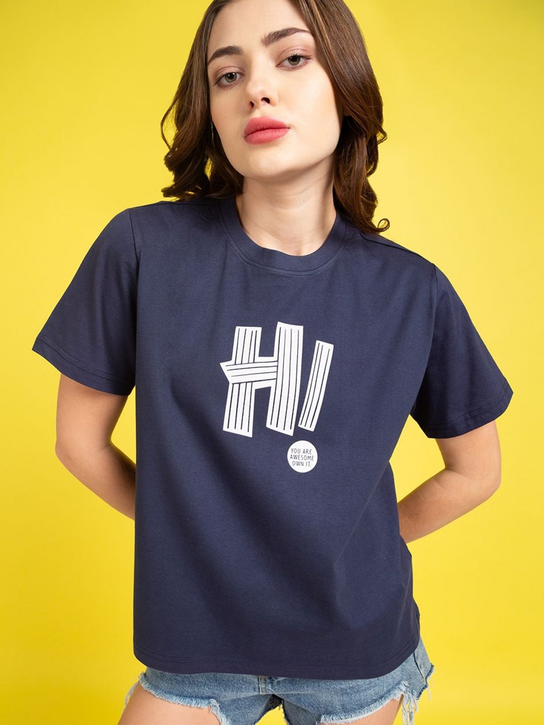 Mast & Harbour Women Typography Printed Round Neck Cotton Oversized T-shirt, Navy blue
Mast & Harbour Women Typography Printed Round Neck Cotton Oversized T-shirt, Navy blue