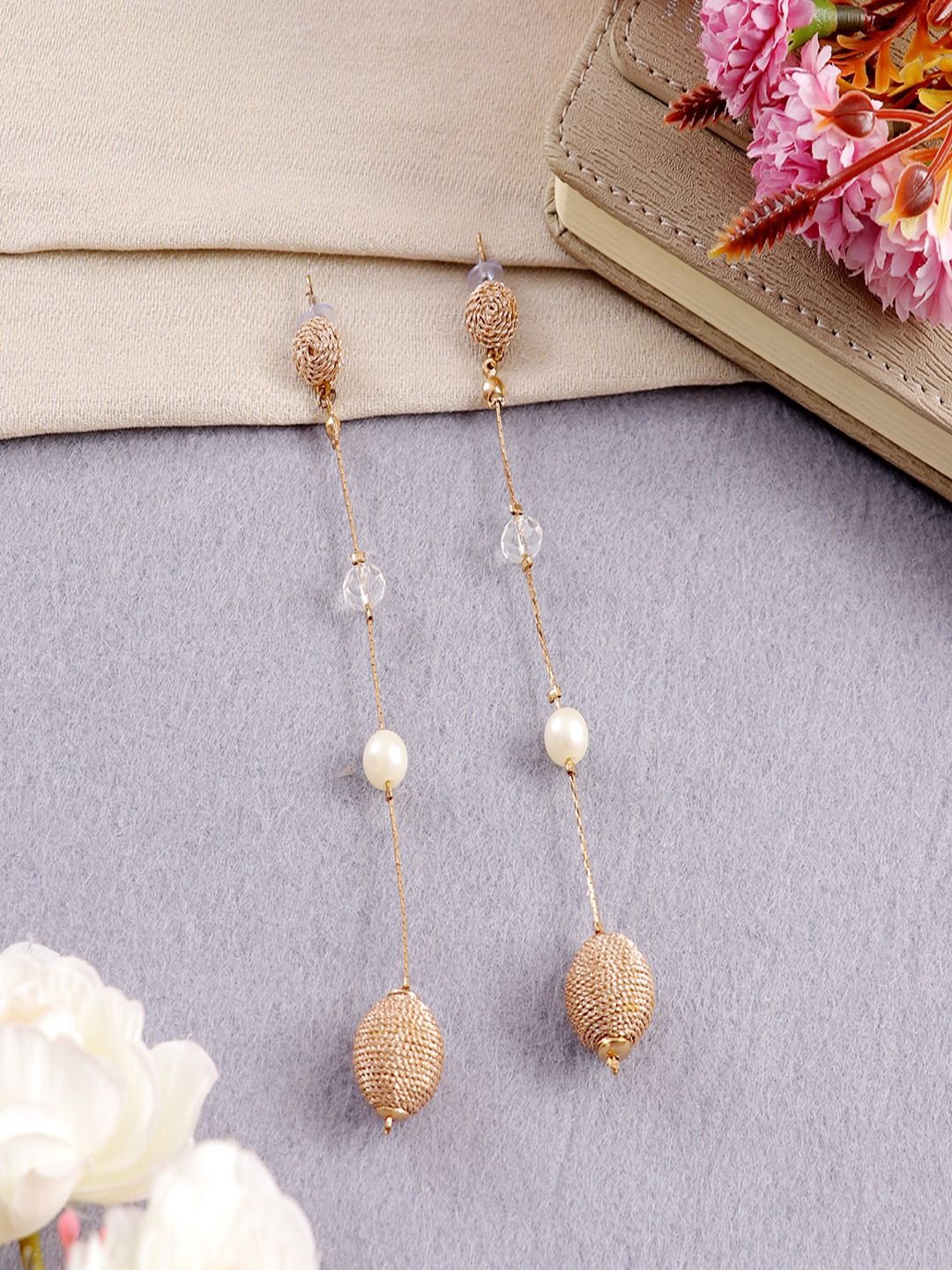 DressBerry White Gold-Plated Artificial Beads Beaded Contemporary Shaped Drop Earrings
DressBerry White Gold-Plated Artificial Beads Beaded Contemporary Shaped Drop Earrings