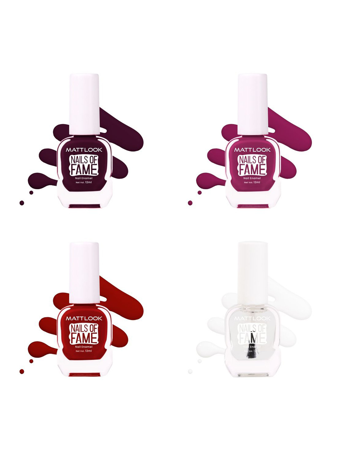 MATTLOOK Nails Of Fame Set Of 4 Nail Enamel - 12 ml Each - Shade - 1 - 59 -16 - 51, Brown 
MATTLOOK Nails Of Fame Set Of 4 Nail Enamel - 12 ml Each - Shade - 1 - 59 -16 - 51, Brown