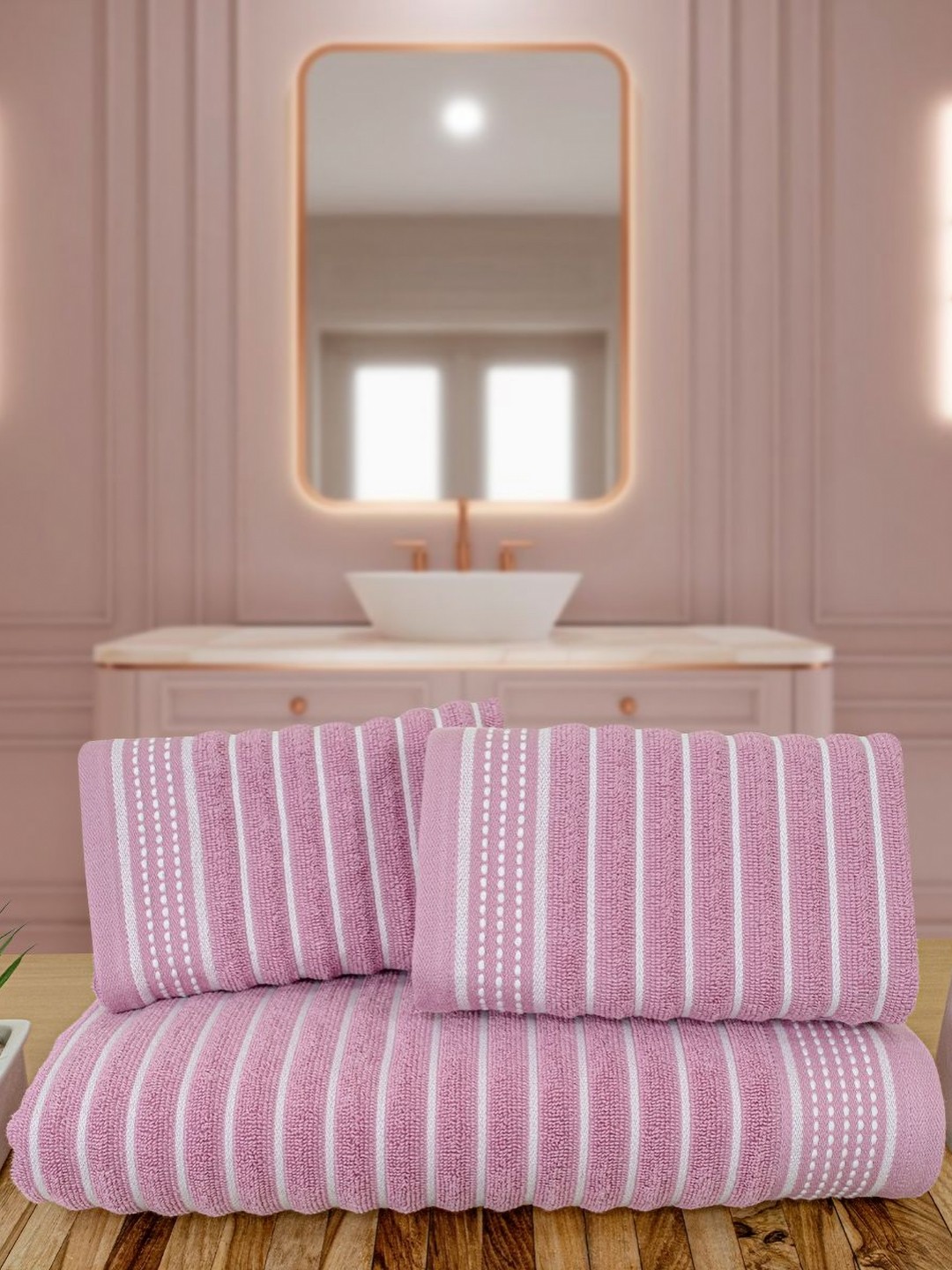 Myntra Elegant Homes Regatta Purple & White 3 Pieces Striped Pure Cotton 530 GSM Towel Set
Myntra Elegant Homes Regatta Purple & White 3 Pieces Striped Pure Cotton 530 GSM Towel Set