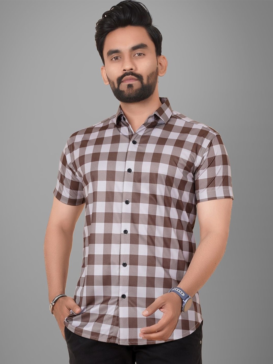 Metronaut Men Regular Fit Spread Collar Buffalo Checked Elastane Casual Shirt, Brown
Metronaut Men Regular Fit Spread Collar Buffalo Checked Elastane Casual Shirt, Brown