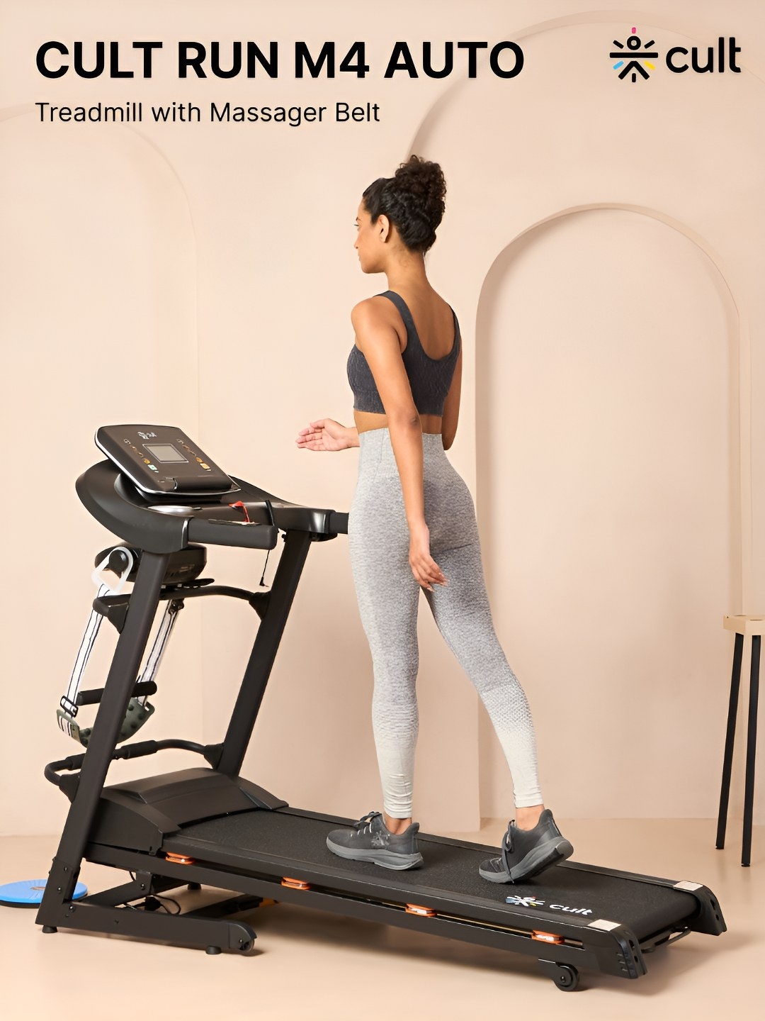 CULT CultrunM4Auto (4HP Peak) Motorized Treadmill with Massager|Max Wgt:120Kg|Auto Incline, Black
CULT CultrunM4Auto (4HP Peak) Motorized Treadmill with Massager|Max Wgt:120Kg|Auto Incline, Black