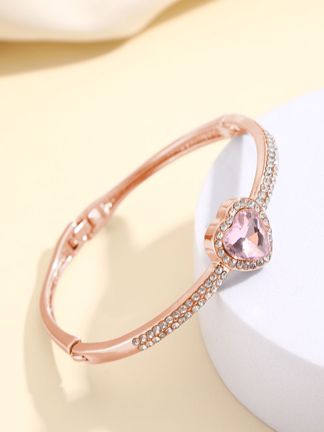 Shining Diva Fashion Rose Gold-Plated Crystals And Stones Studded Bangle-Style Bracelet
Shining Diva Fashion Rose Gold-Plated Crystals And Stones Studded Bangle-Style Bracelet