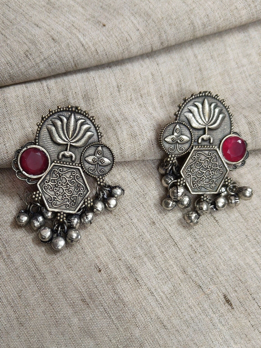 Molcha Oxidised Artificial Stones Studded And Beaded Contemporary Shaped Drop Earrings, Silver
Molcha Oxidised Artificial Stones Studded And Beaded Contemporary Shaped Drop Earrings, Silver