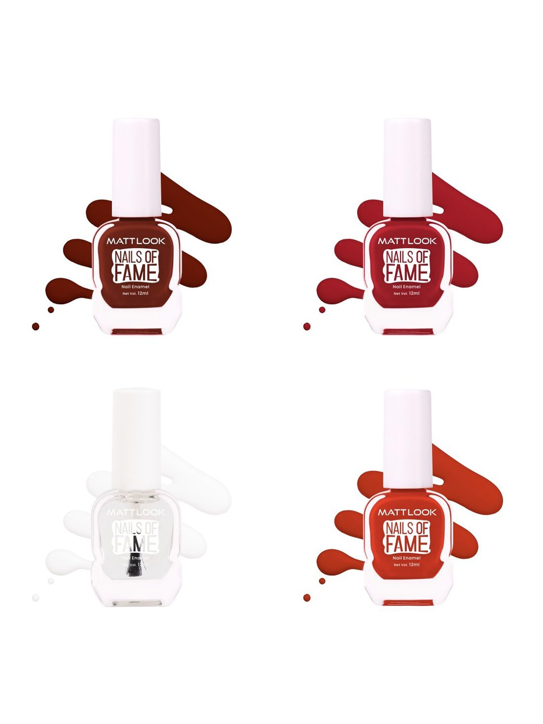 MATTLOOK Nails Of Fame Set Of 4 Nail Enamel - 12 ml Each - Shade - 13 - 56 - 29 - 1, Red
MATTLOOK Nails Of Fame Set Of 4 Nail Enamel - 12 ml Each - Shade - 13 - 56 - 29 - 1, Red