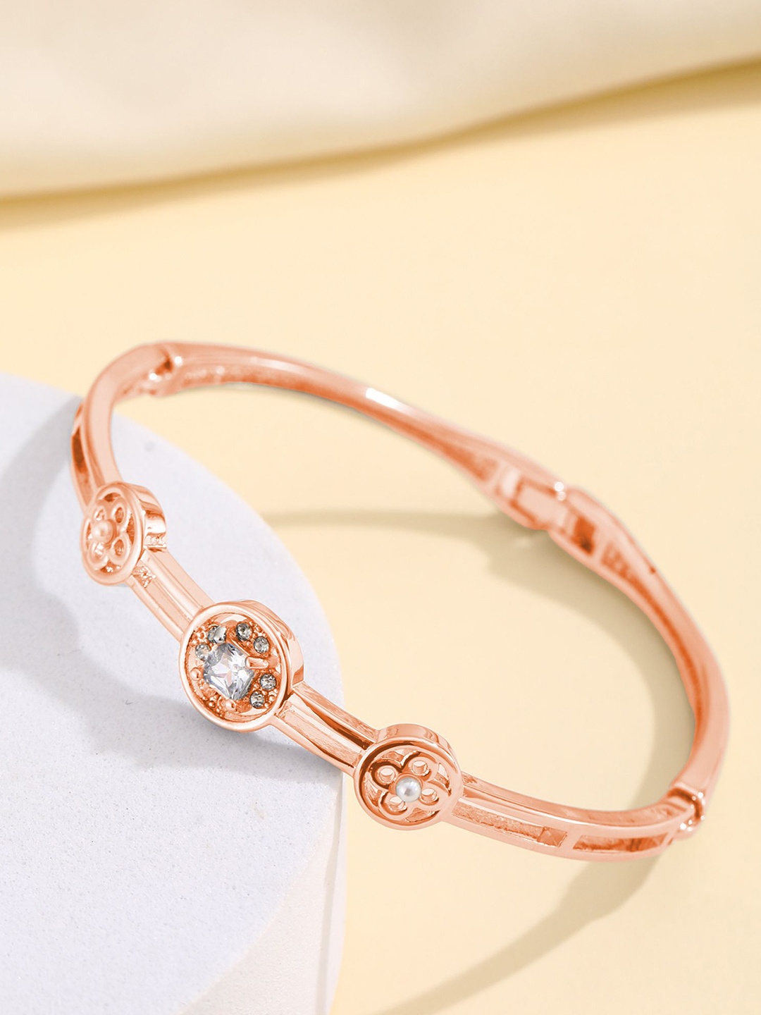 Shining Diva Fashion Rose Gold-Plated Crystals Stones Studded Bangle-Style Bracelet
Shining Diva Fashion Rose Gold-Plated Crystals Stones Studded Bangle-Style Bracelet