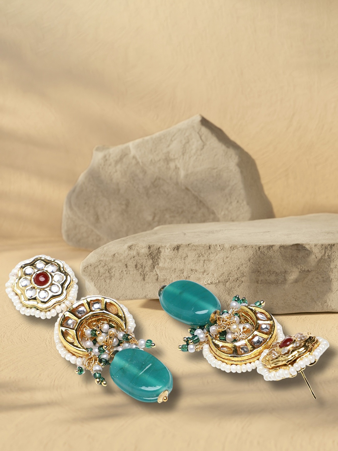 DUGRISTYLE Gold-Plated Artificial Stones Studded & Beaded Contemporary Drop Earrings, Green
DUGRISTYLE Gold-Plated Artificial Stones Studded & Beaded Contemporary Drop Earrings, Green