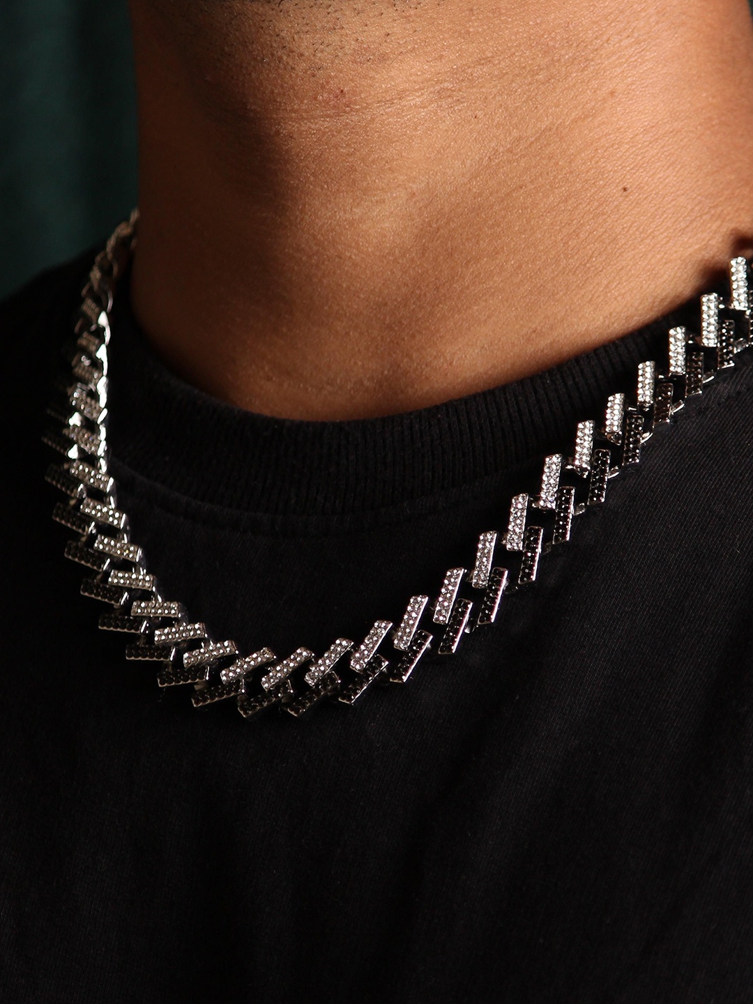 LOCAL PITARA Men Rhodium-Plated Stainless Steel Cubic Zirconia Studded Minimal Chain, Silver
LOCAL PITARA Men Rhodium-Plated Stainless Steel Cubic Zirconia Studded Minimal Chain, Silver