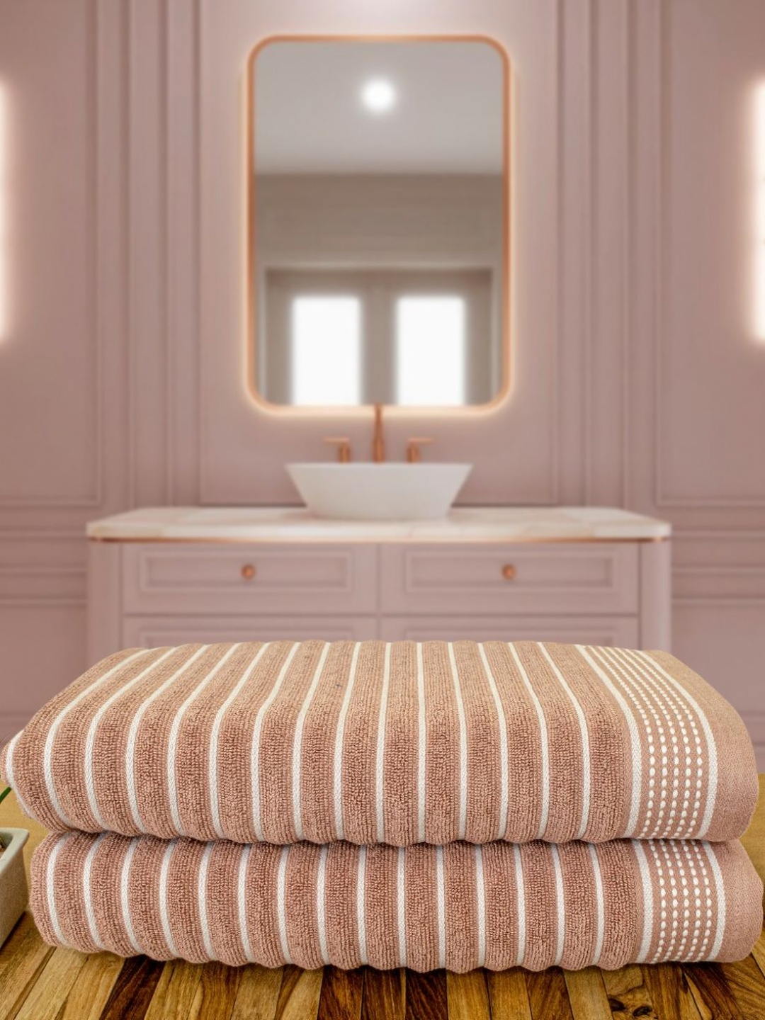 Myntra Elegant Homes Peach-Coloured & White 2 Striped Cotton 525 GSM Bath Towel
Myntra Elegant Homes Peach-Coloured & White 2 Striped Cotton 525 GSM Bath Towel