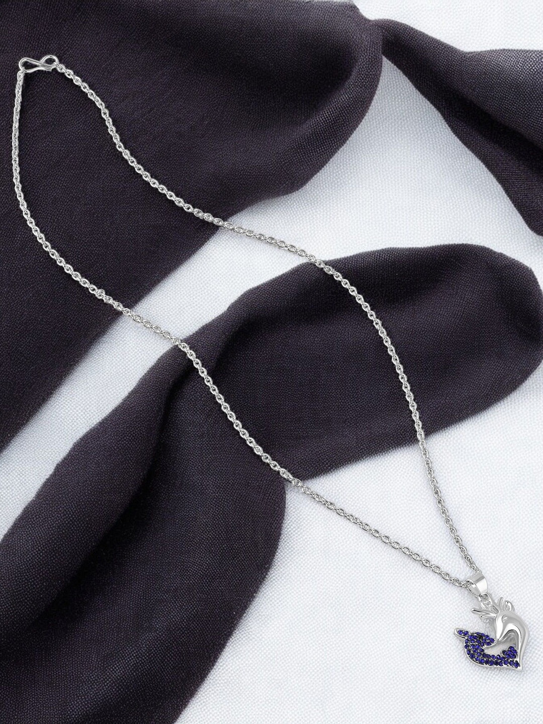 Mahi Rhodium-Plated Artificial Stones-Studded Heart Shaped Pendants with Chains, Silver
Mahi Rhodium-Plated Artificial Stones-Studded Heart Shaped Pendants with Chains, Silver