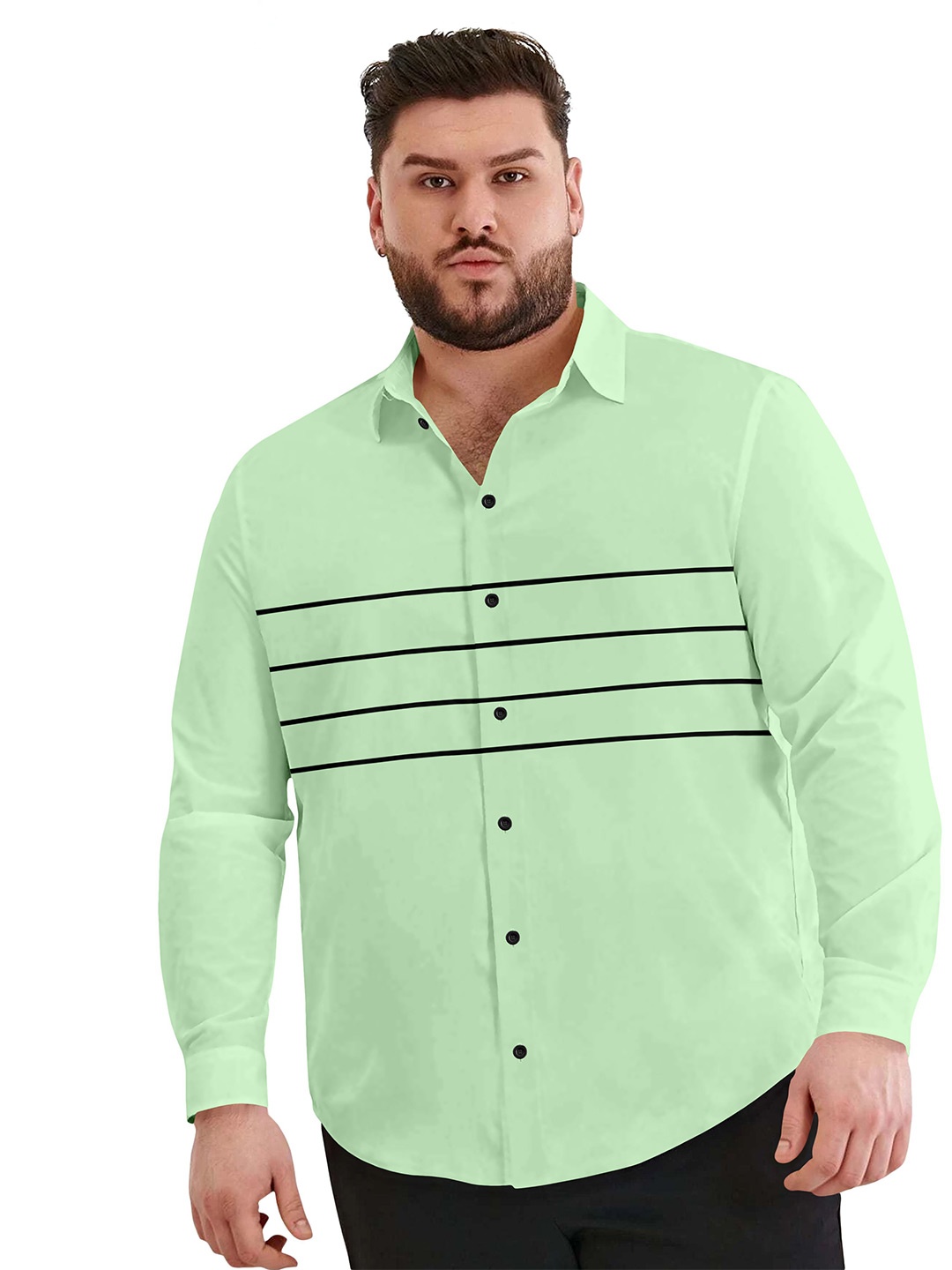 Aloof Men Plus Size Classic Fit Spread Collar Horizontal Striped Cotton Casual Shirt, Green
Aloof Men Plus Size Classic Fit Spread Collar Horizontal Striped Cotton Casual Shirt, Green
