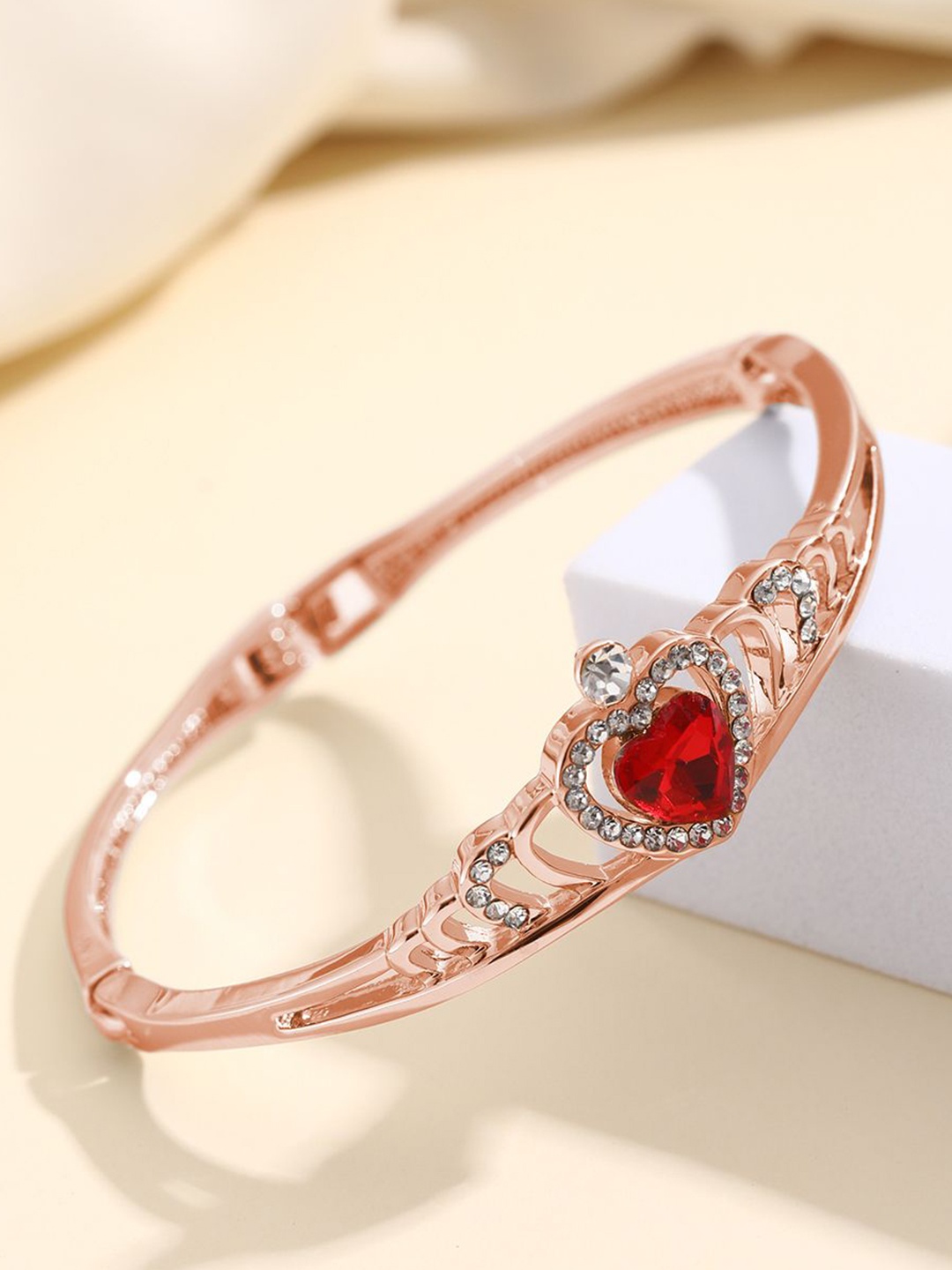 Shining Diva Fashion Rose Gold-Plated Crystals And Stones Studded Bangle-Style Bracelet
Shining Diva Fashion Rose Gold-Plated Crystals And Stones Studded Bangle-Style Bracelet