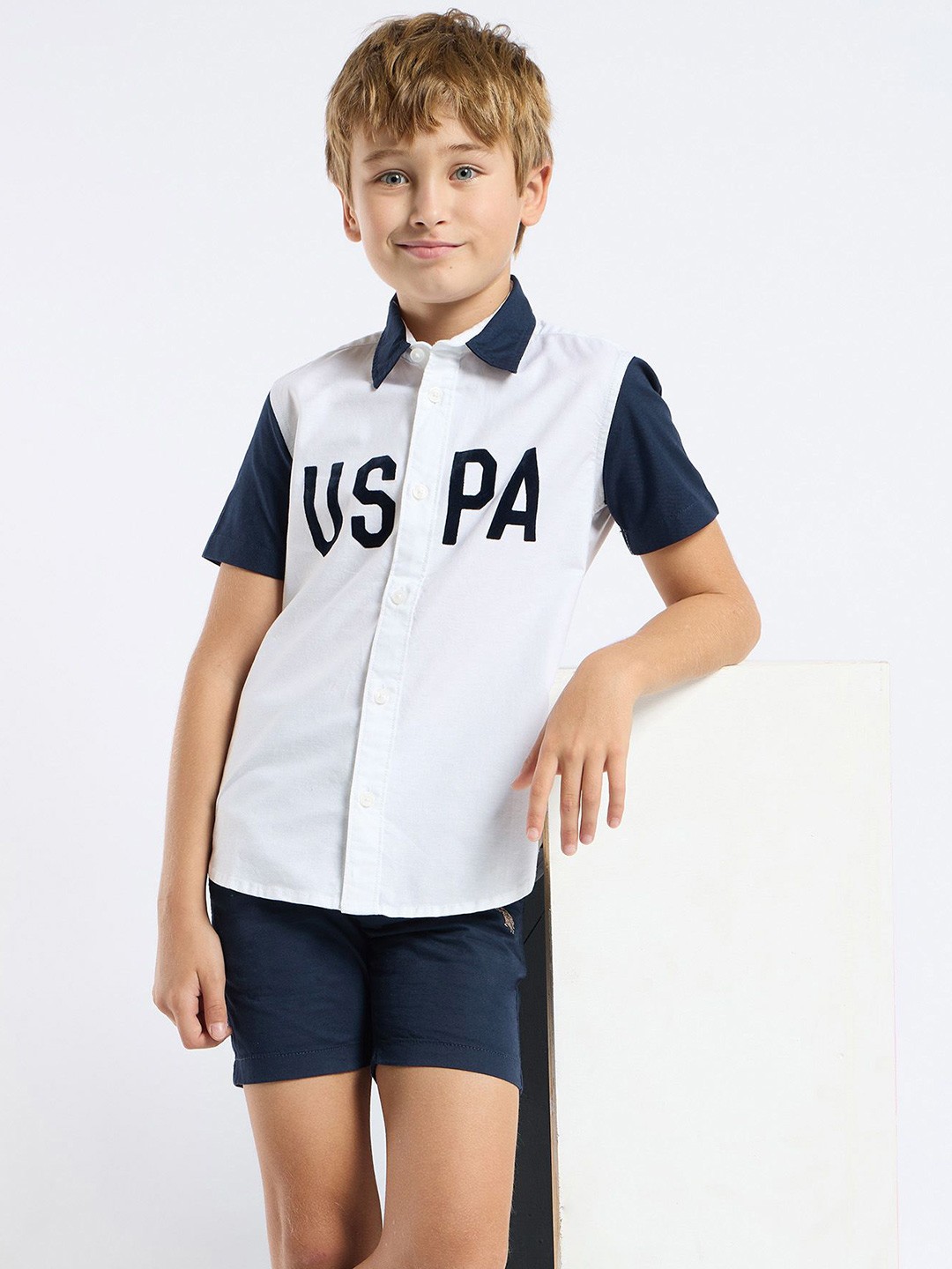 U.S. Polo Assn. Kids Boys Classic Fit Spread Collar Typography Printed Cotton Casual Shirt, White
U.S. Polo Assn. Kids Boys Classic Fit Spread Collar Typography Printed Cotton Casual Shirt, White