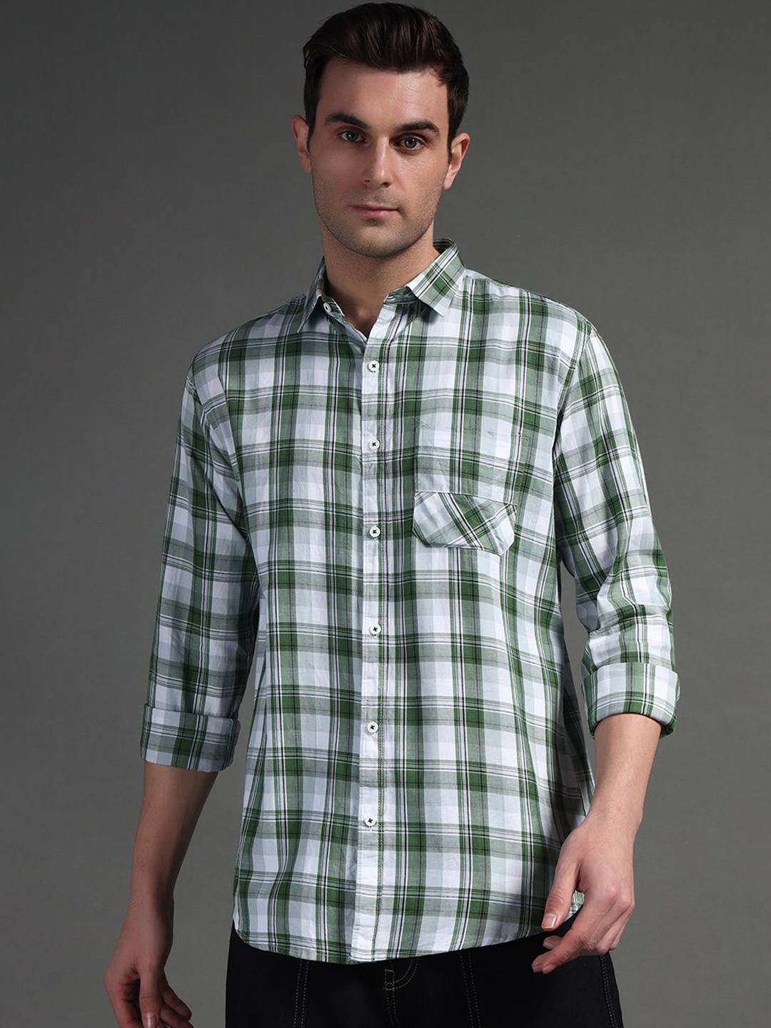 SUI DHAGA Men India Slim Fit Spread Collar Tartan Checked Cotton Casual Shirt, Green
SUI DHAGA Men India Slim Fit Spread Collar Tartan Checked Cotton Casual Shirt, Green