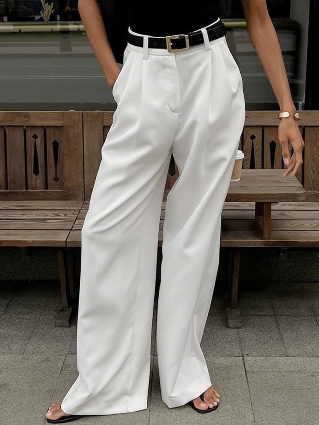 MIAKEE Women Straight Fit Trousers, White
MIAKEE Women Straight Fit Trousers, White