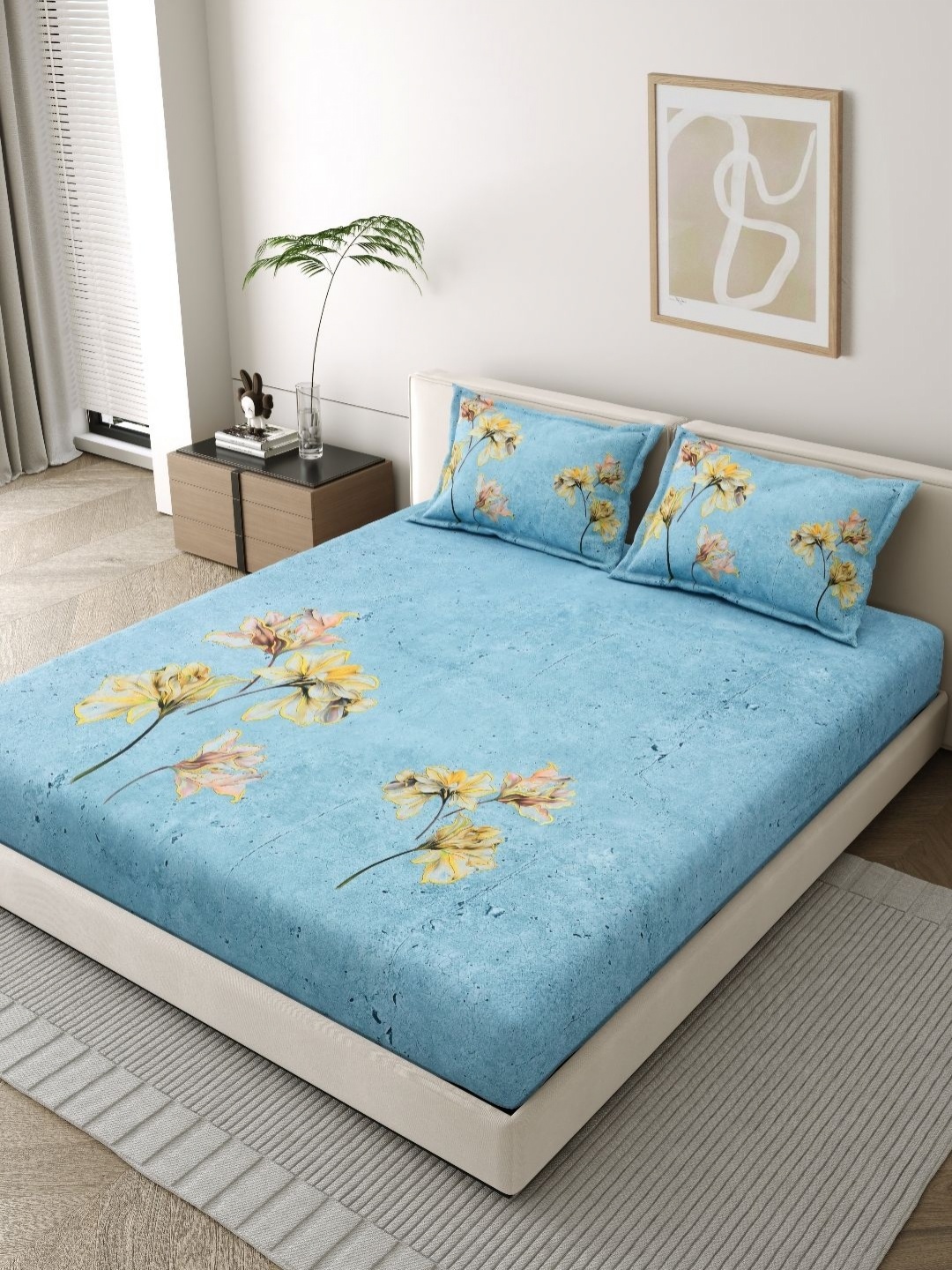 EverHOME Artisan Blue Floral Printed 210 TC Pure Cotton King Bedsheet Set 2.74 x 2.74m
EverHOME Artisan Blue Floral Printed 210 TC Pure Cotton King Bedsheet Set 2.74 x 2.74m