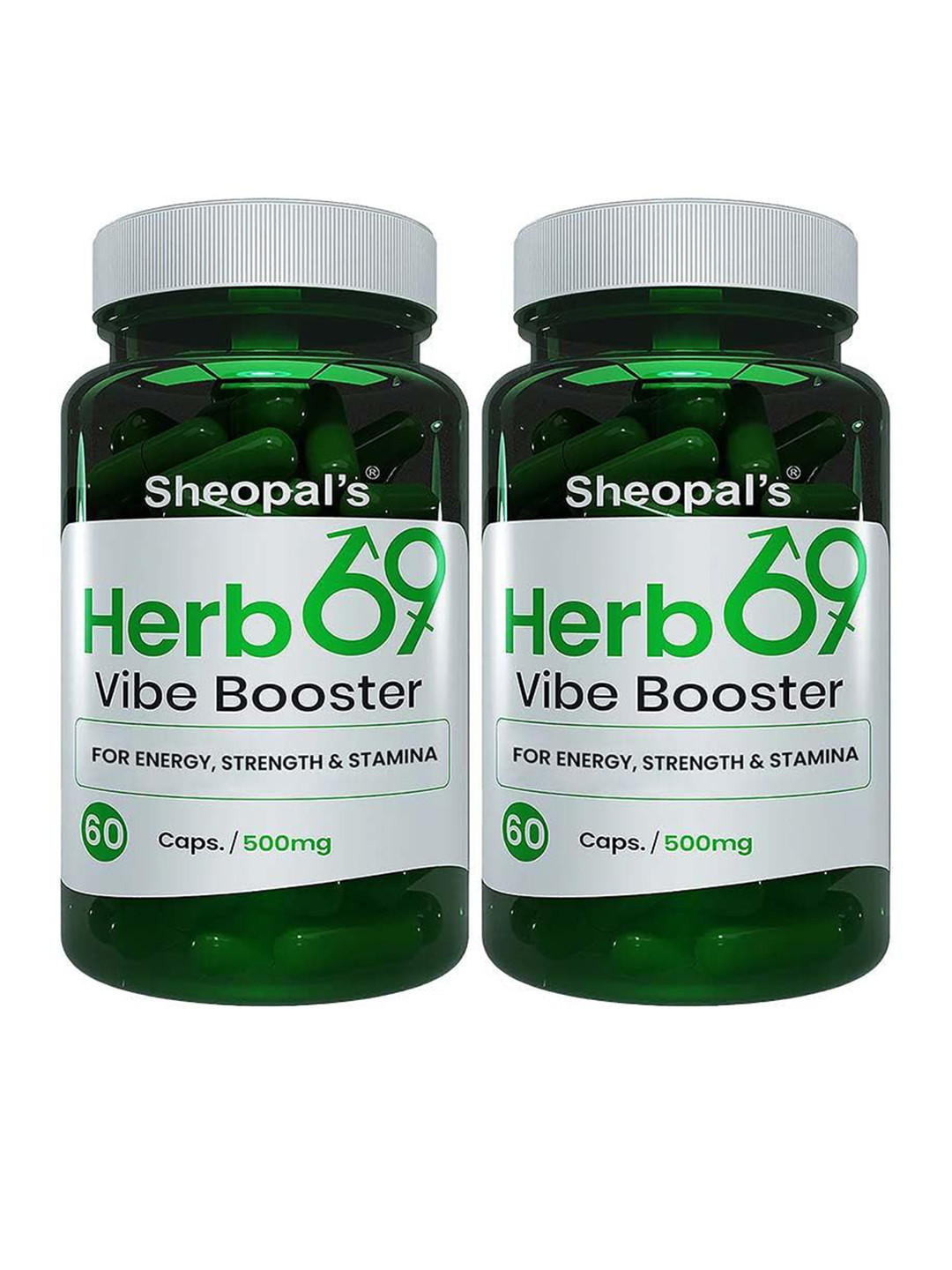 Sheopal's Set Of 2 Herb69 Vibe Booster For Stamina & Reduced Fatigue - 60 Capsules Each, Green
Sheopal's Set Of 2 Herb69 Vibe Booster For Stamina & Reduced Fatigue - 60 Capsules Each, Green