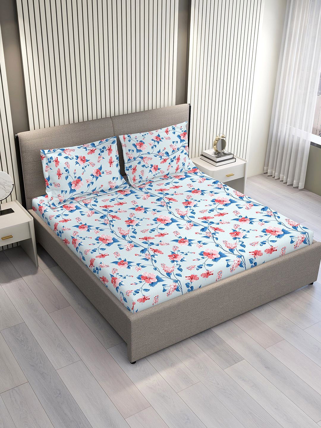 Layers Aura Blue & White Floral Printed Microfiber King Bedsheet Set 2.74 m x 2.74 m
Layers Aura Blue & White Floral Printed Microfiber King Bedsheet Set 2.74 m x 2.74 m