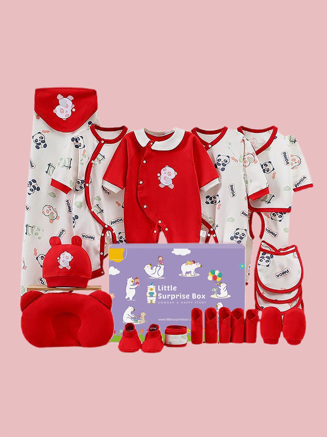 ittle Surprise Box LLP Kids 22Pcs Panda Newborn Baby Girl/Baby Boy Gift Hamper Set, Red
ittle Surprise Box LLP Kids 22Pcs Panda Newborn Baby Girl/Baby Boy Gift Hamper Set, Red