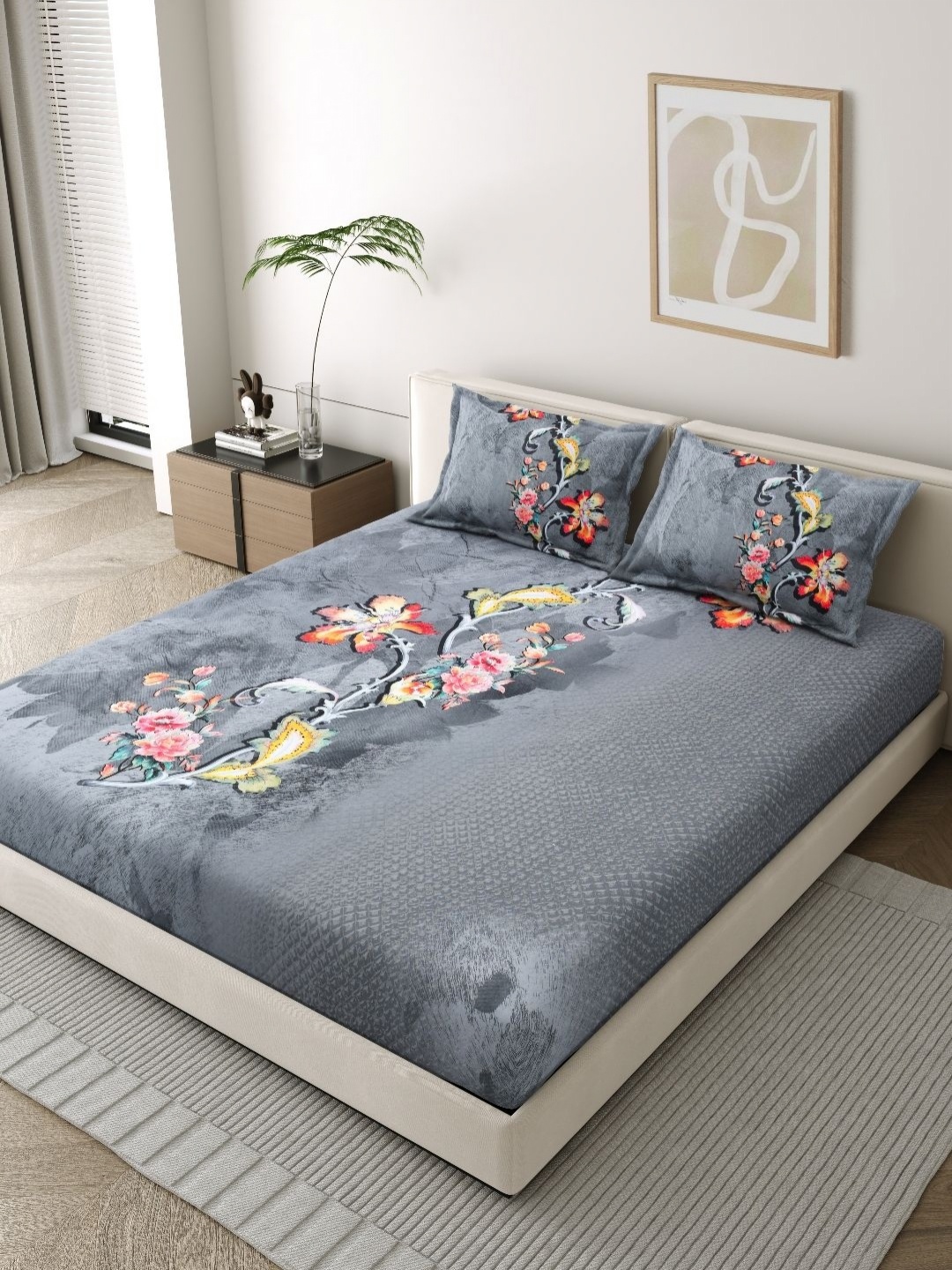 EverHOME Artisan Grey & Pink Floral 210 TC Cotton King Bedsheet Set 2.74 m x 2.74 m
EverHOME Artisan Grey & Pink Floral 210 TC Cotton King Bedsheet Set 2.74 m x 2.74 m