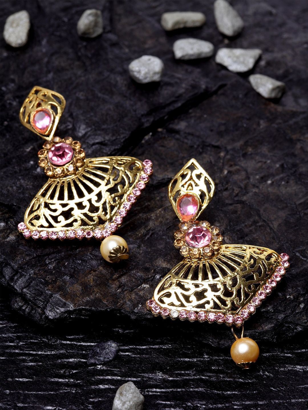 Anouk Gold-Plated Artificial Stones Studded And Beaded Triangular Cutwork Drop Earrings
Anouk Gold-Plated Artificial Stones Studded And Beaded Triangular Cutwork Drop Earrings