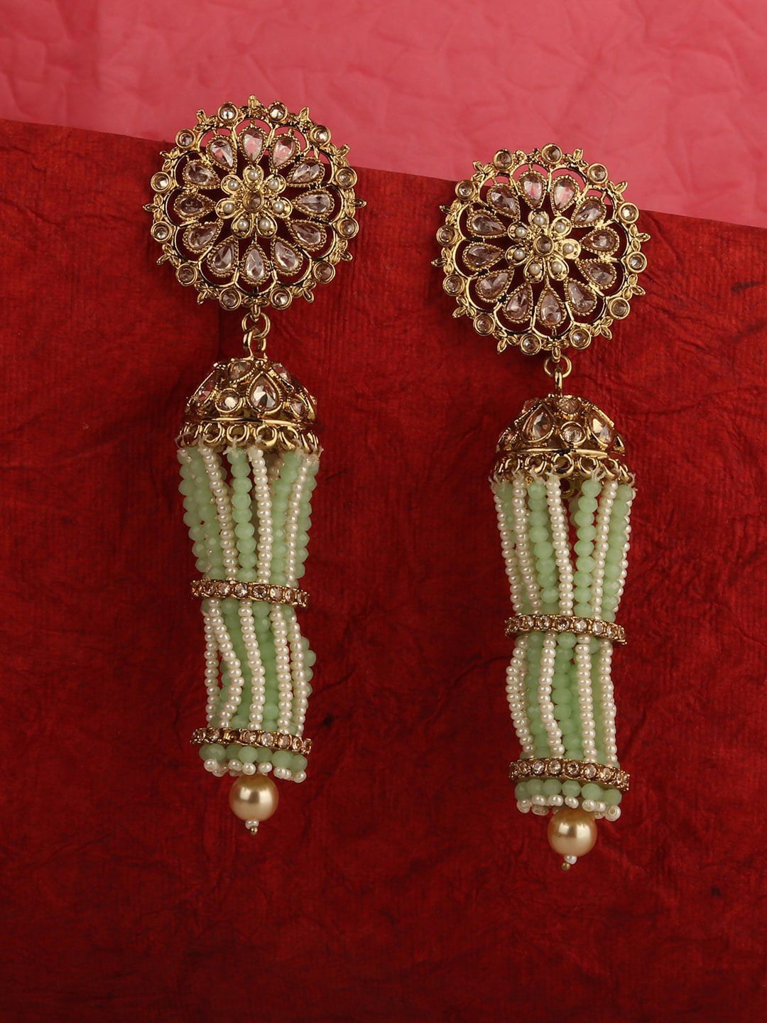 Anouk Gold-Plated Kundan Studded & Beaded Contemporary Shaped Tasselled Drop Earrings
Anouk Gold-Plated Kundan Studded & Beaded Contemporary Shaped Tasselled Drop Earrings