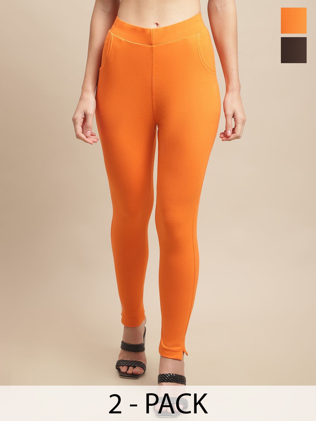 Valles365 by S.C. Women Pack Of 2 Plus Size Cotton Mid-Rise Ankle-Length Leggings, Orange
Valles365 by S.C. Women Pack Of 2 Plus Size Cotton Mid-Rise Ankle-Length Leggings, Orange