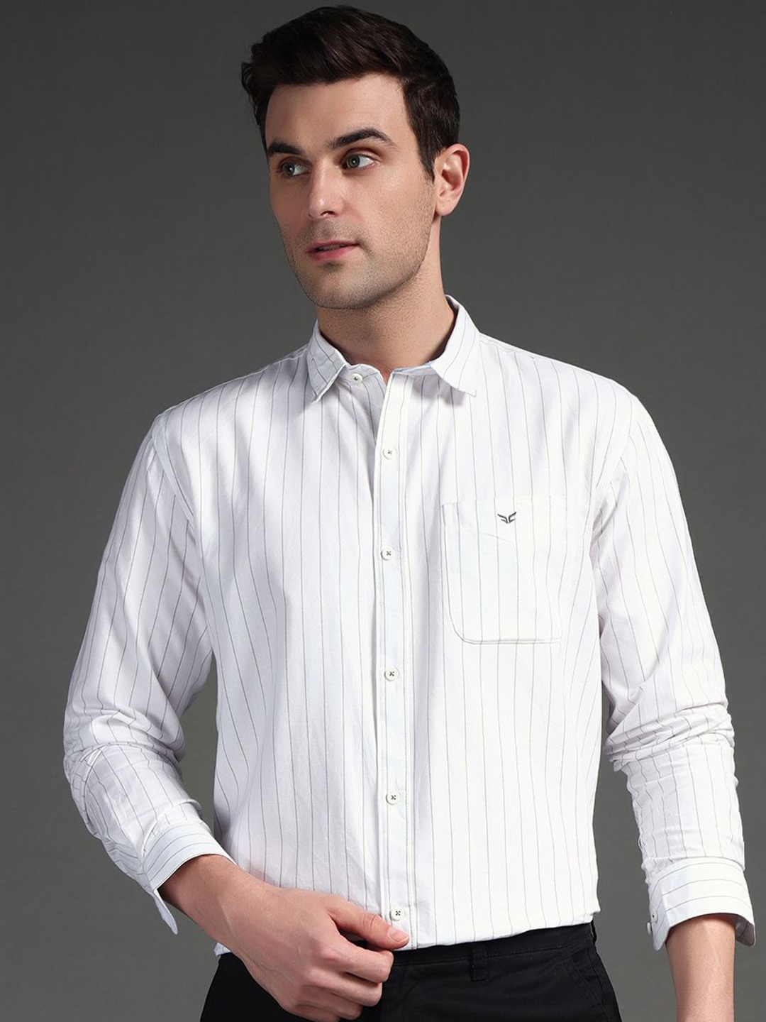 SUI DHAGA Men India Slim Fit Spread Collar Vertical Striped Cotton Formal Shirt, White
SUI DHAGA Men India Slim Fit Spread Collar Vertical Striped Cotton Formal Shirt, White