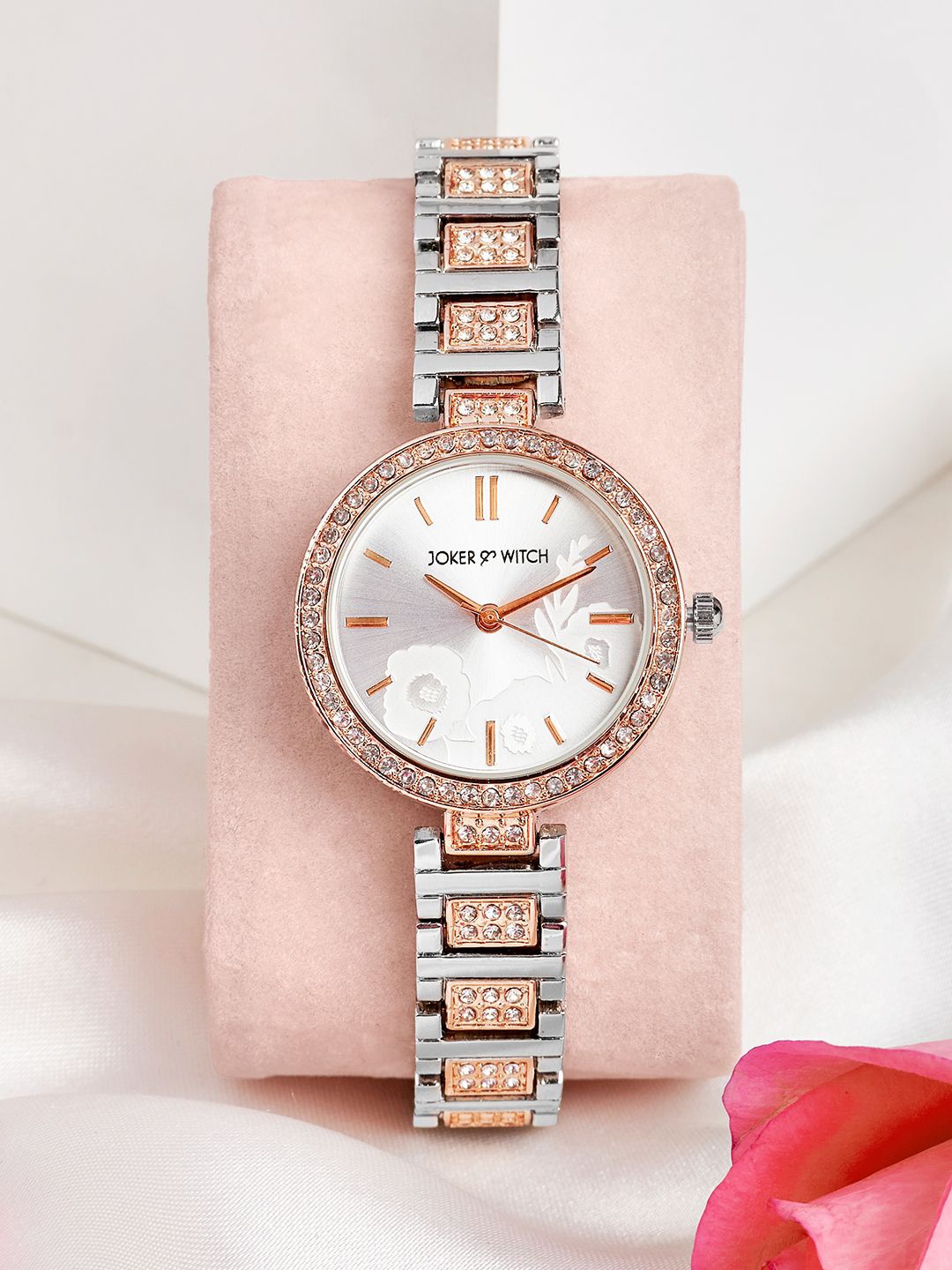 JOKER & WITCH Women's Embellished Dial & Bracelet Style Straps Analogue Watch, Rose gold
JOKER & WITCH Women's Embellished Dial & Bracelet Style Straps Analogue Watch, Rose gold