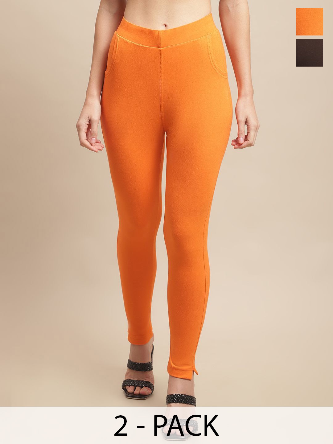 Valles365 by S.C. Women Pack Of 2 Cotton Mid-Rise Ankle-Length Leggings, Orange
Valles365 by S.C. Women Pack Of 2 Cotton Mid-Rise Ankle-Length Leggings, Orange