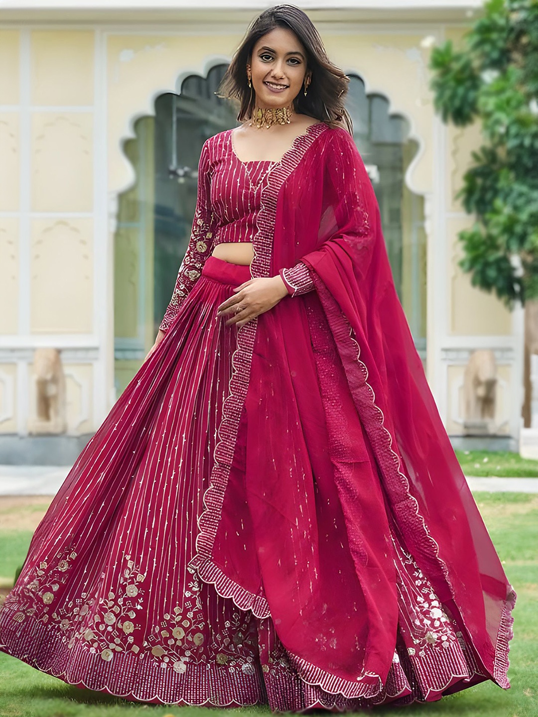 Kedar Fab Embroidered Georgette Semi-Stitched Lehenga & Unstitched Blouse With Dupatta, Pink
Kedar Fab Embroidered Georgette Semi-Stitched Lehenga & Unstitched Blouse With Dupatta, Pink