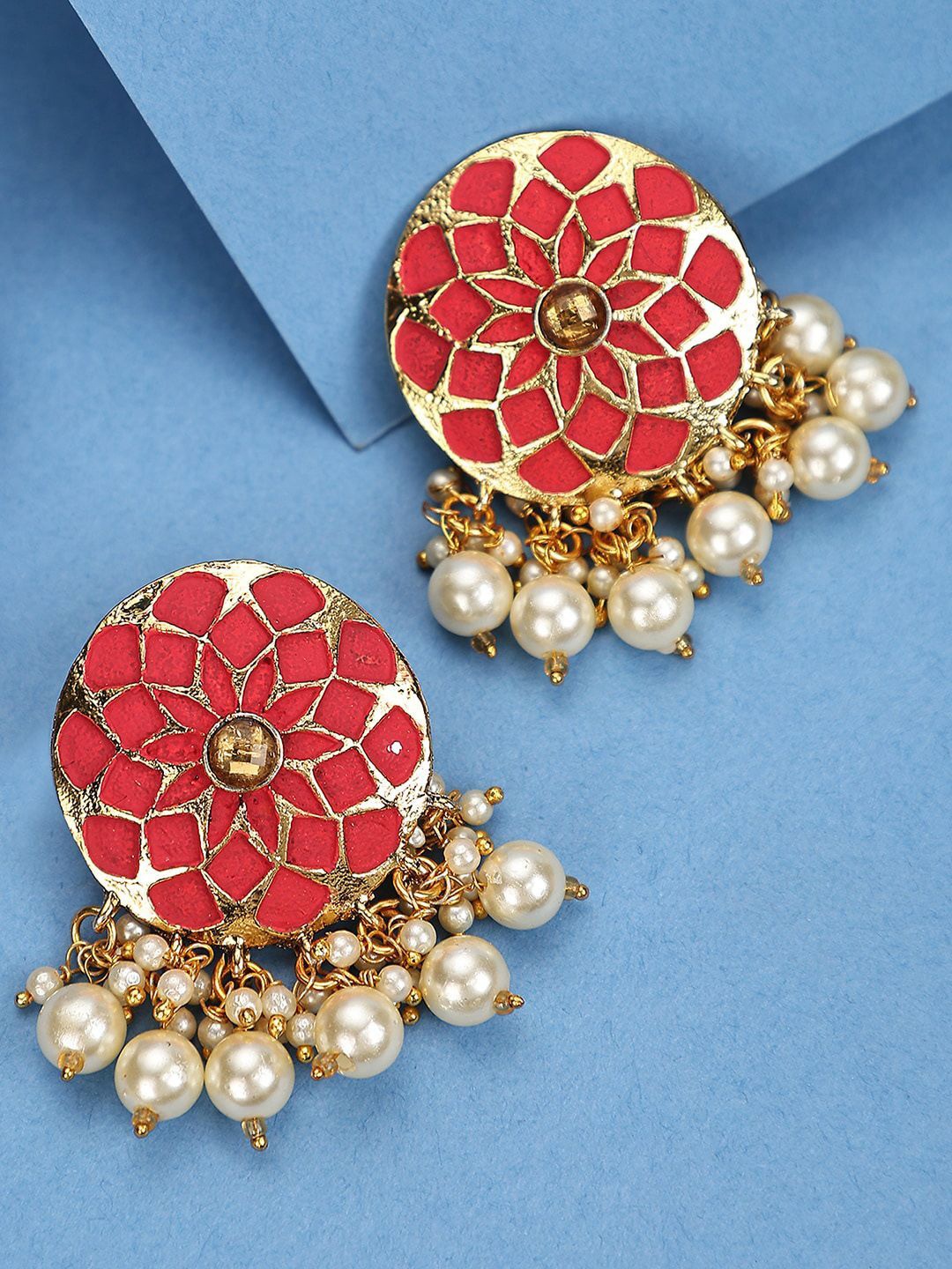 Anouk Gold-Plated Stone Studded & Pearls Beaded Enamelled Floral Shaped Drop Earrings
Anouk Gold-Plated Stone Studded & Pearls Beaded Enamelled Floral Shaped Drop Earrings