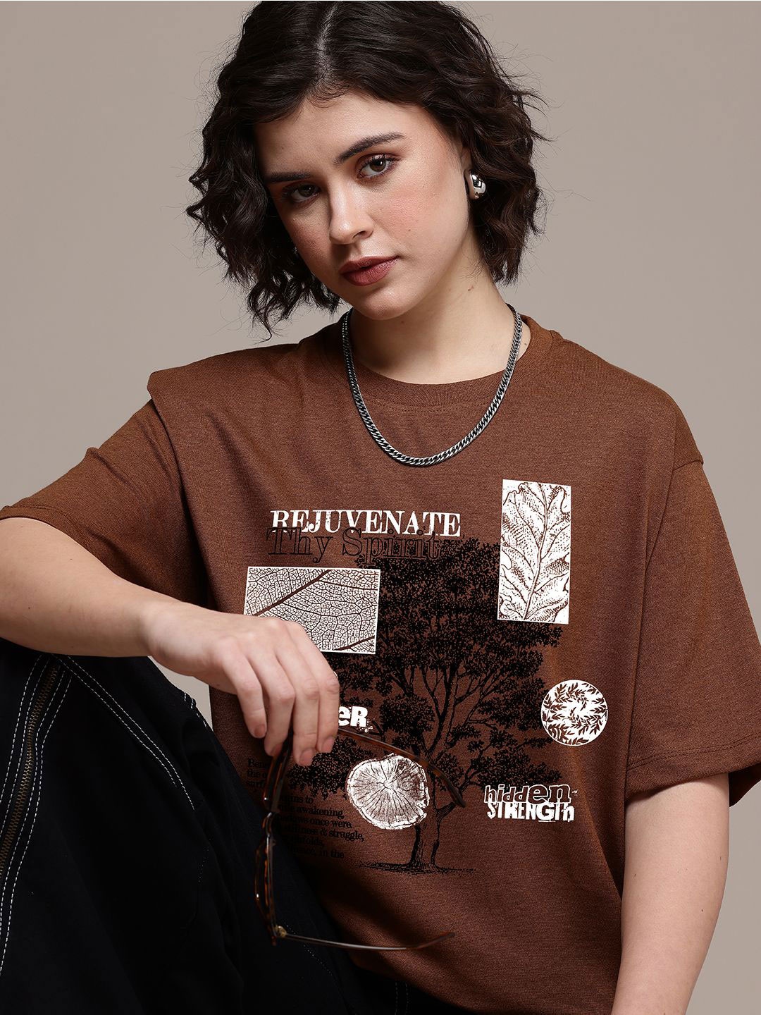 The Roadster Lifestyle Co. Women Graphic Printed Round Neck Cotton Oversized T-shirt, Brown
The Roadster Lifestyle Co. Women Graphic Printed Round Neck Cotton Oversized T-shirt, Brown