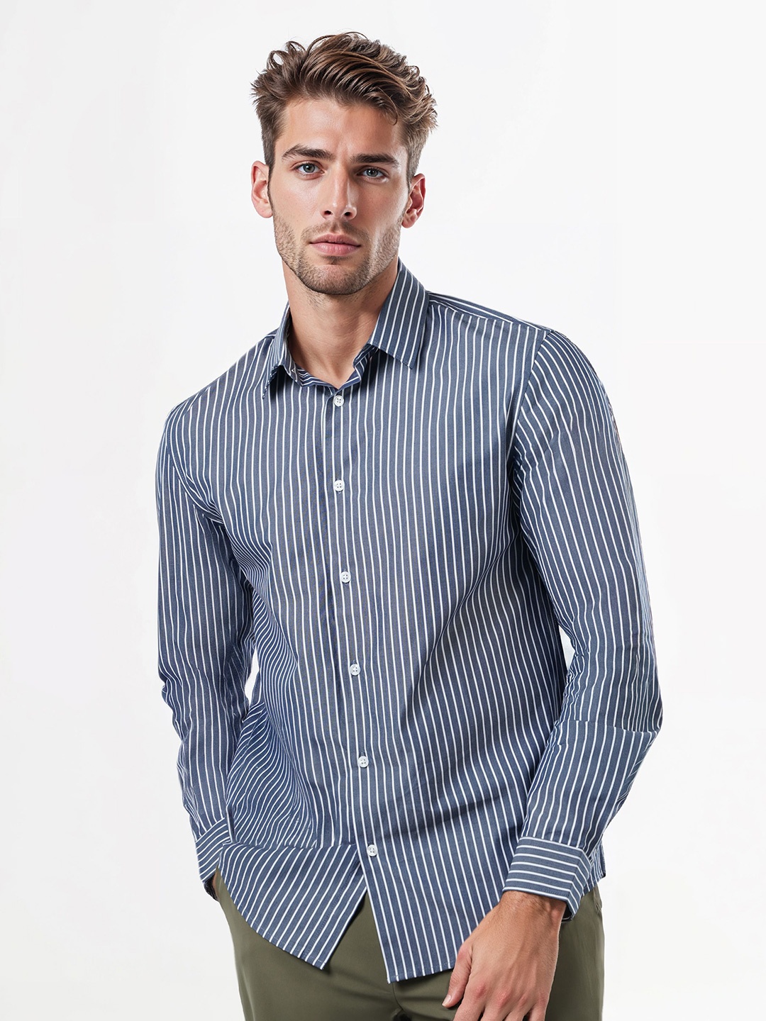 Celio Men Classic Fit Spread Collar Vertical Striped Cotton Casual Shirt, Navy blue
Celio Men Classic Fit Spread Collar Vertical Striped Cotton Casual Shirt, Navy blue