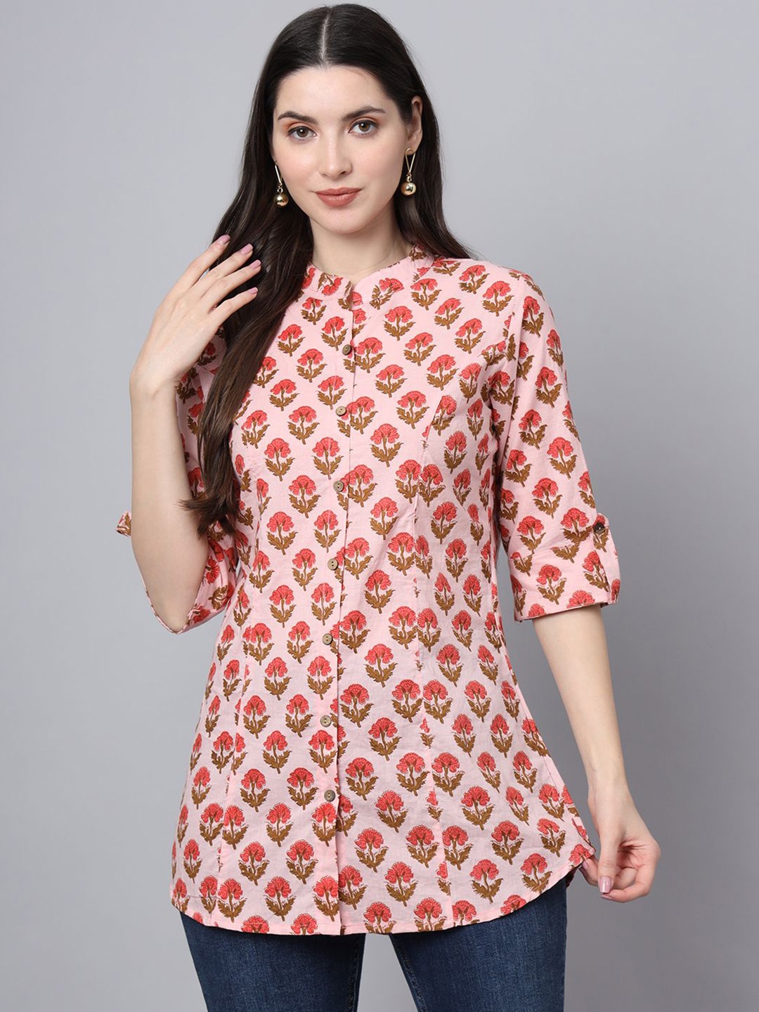 BAESD Women Floral Print Mandarin Collar Roll-Up Sleeves Cotton Shirt Style Top, Pink
BAESD Women Floral Print Mandarin Collar Roll-Up Sleeves Cotton Shirt Style Top, Pink
