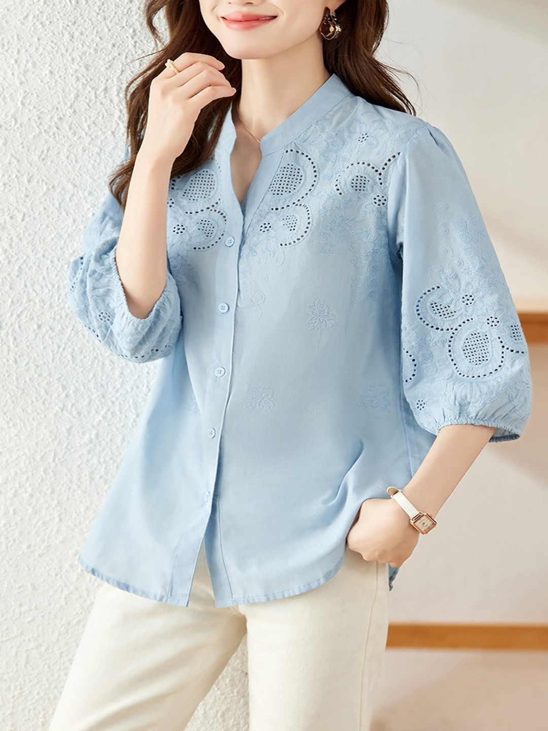 StyleCast Women Schiffli Cotton Casual Shirt, Blue
StyleCast Women Schiffli Cotton Casual Shirt, Blue