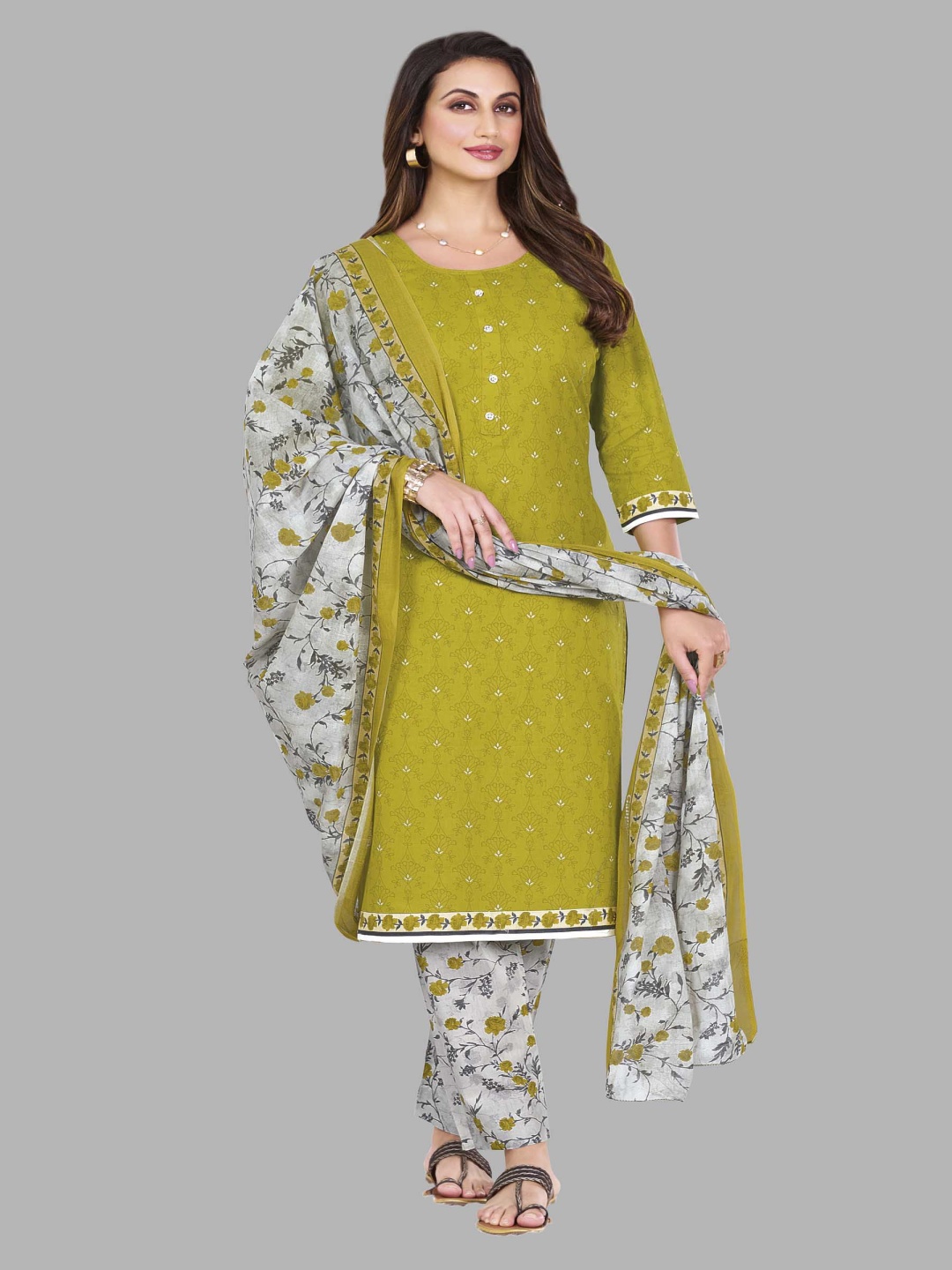 shree jeenmata collection Women Printed Regular Pure Cotton Kurta with Churidar & With Dupatta, Green
shree jeenmata collection Women Printed Regular Pure Cotton Kurta with Churidar & With Dupatta, Green