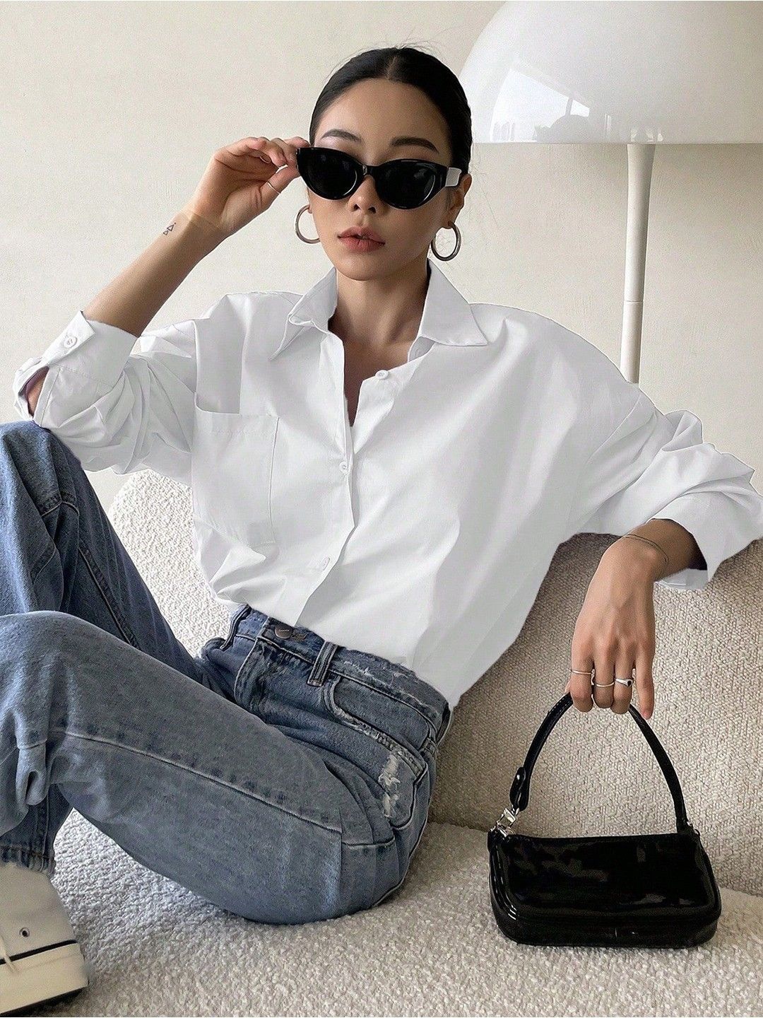 NANCHI Women Comfort Relaxed Fit Spread Collar Solid Cotton Casual Shirt, White
NANCHI Women Comfort Relaxed Fit Spread Collar Solid Cotton Casual Shirt, White