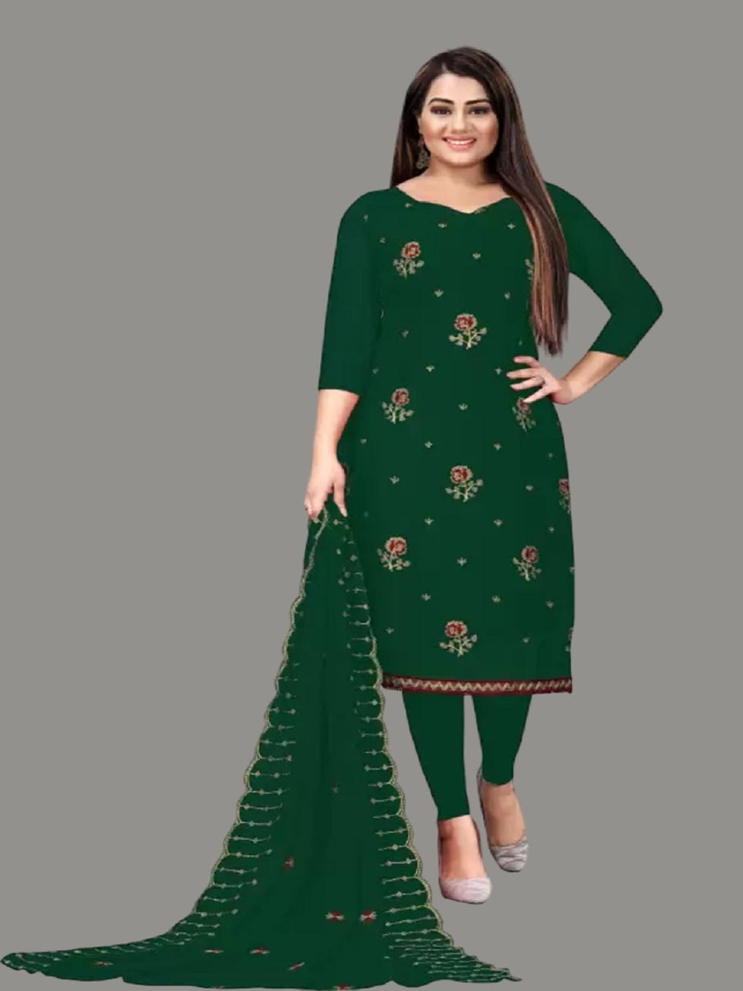 Aika Floral Embroidered Silk Georgette Unstitched Dress Material, Green
Aika Floral Embroidered Silk Georgette Unstitched Dress Material, Green