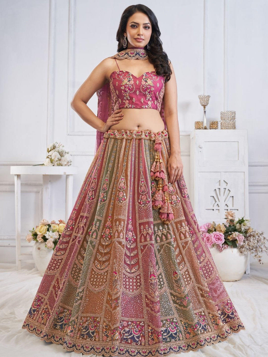 ODETTE Embellished Zari Semi-Stitched Lehenga & Unstitched Blouse With Dupatta, Pink
ODETTE Embellished Zari Semi-Stitched Lehenga & Unstitched Blouse With Dupatta, Pink