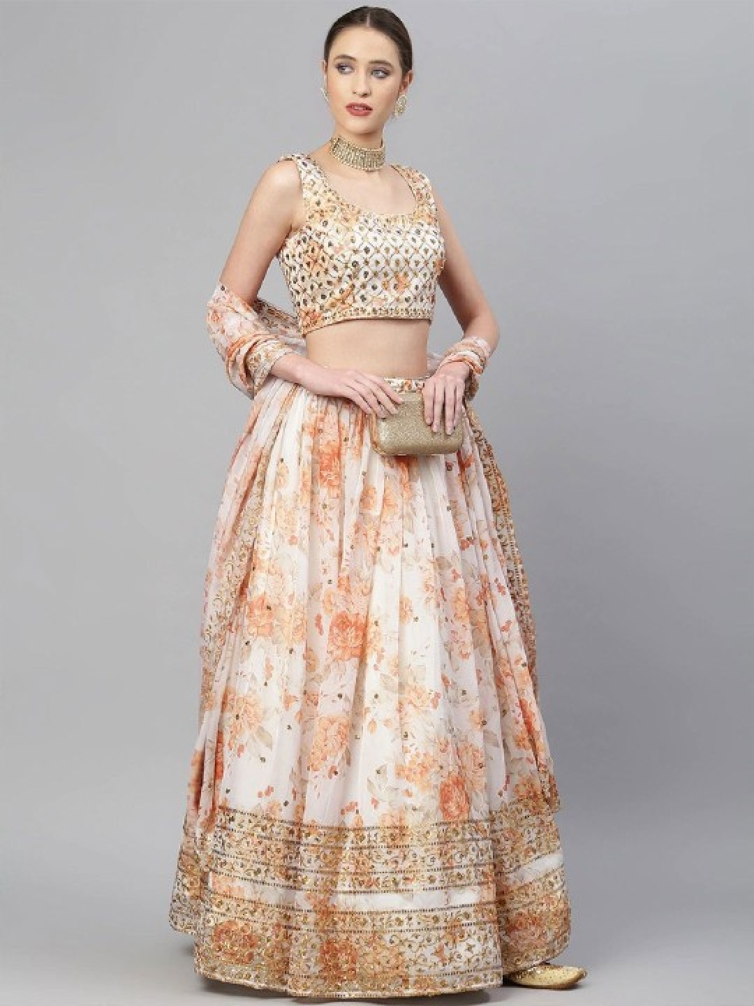 FABPIXEL Embroidered Sequinned Shibori Semi-Stitched Lehenga & Unstitched Blouse Set, White
FABPIXEL Embroidered Sequinned Shibori Semi-Stitched Lehenga & Unstitched Blouse Set, White
