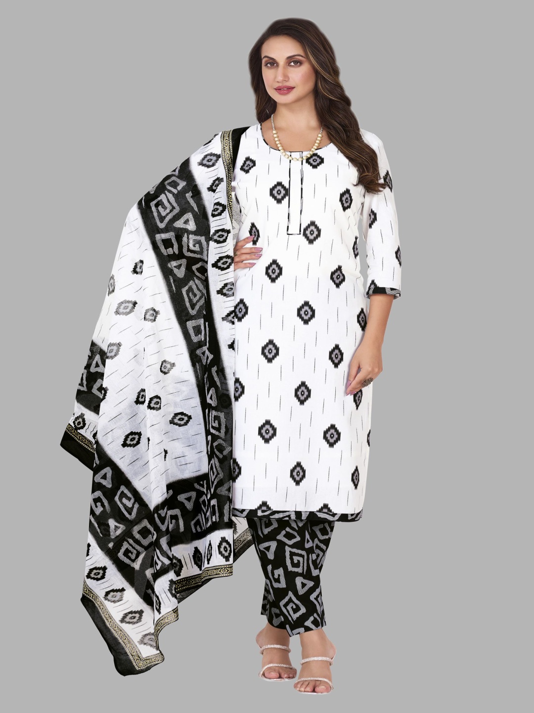 shree jeenmata collection Women Printed Regular Pure Cotton Kurta with Churidar & With Dupatta, White
shree jeenmata collection Women Printed Regular Pure Cotton Kurta with Churidar & With Dupatta, White