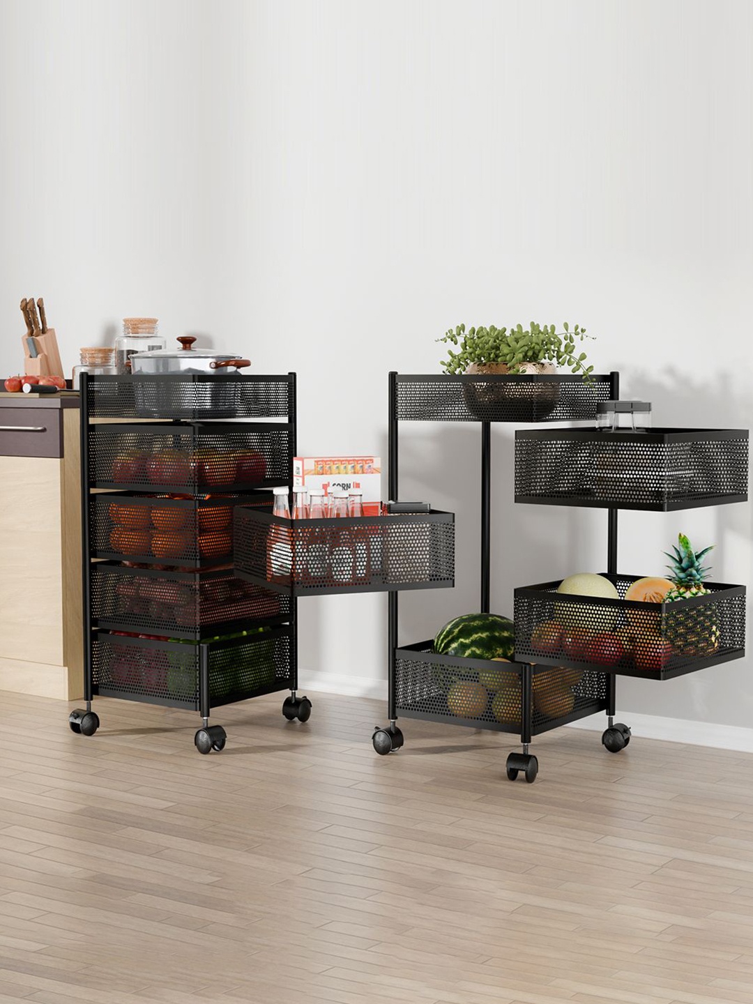 Kuber Industries Pack of 2 Kitchen 4+1 Layer Metal Storage Kitchen Trolley Unisex Black
Kuber Industries Pack of 2 Kitchen 4+1 Layer Metal Storage Kitchen Trolley Unisex Black