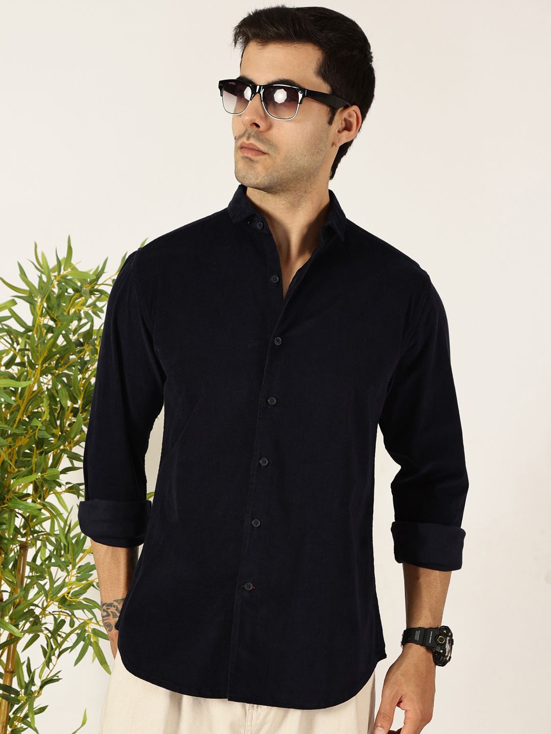 Mast & Harbour Men Premium Fit Spread Collar Solid Cotton Casual Shirt, Navy blue
Mast & Harbour Men Premium Fit Spread Collar Solid Cotton Casual Shirt, Navy blue