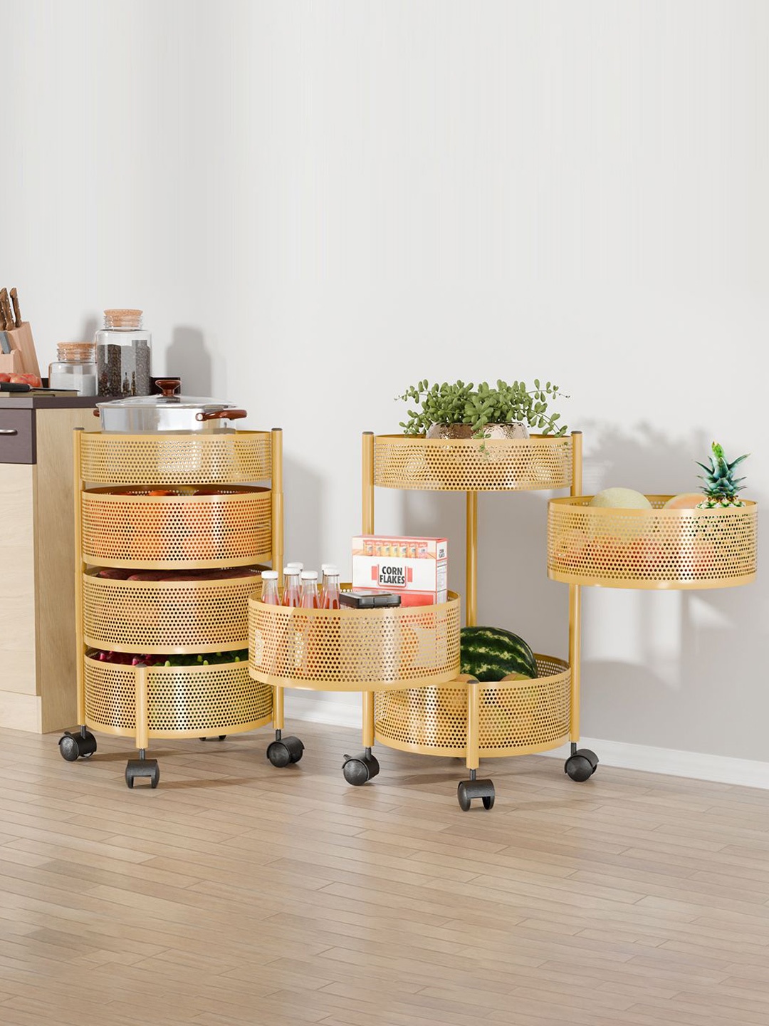 Kuber Industries Pack of 2 Kitchen 3+1 Layer Metal Storage Rack Kitchen Trolley, Gold
Kuber Industries Pack of 2 Kitchen 3+1 Layer Metal Storage Rack Kitchen Trolley, Gold