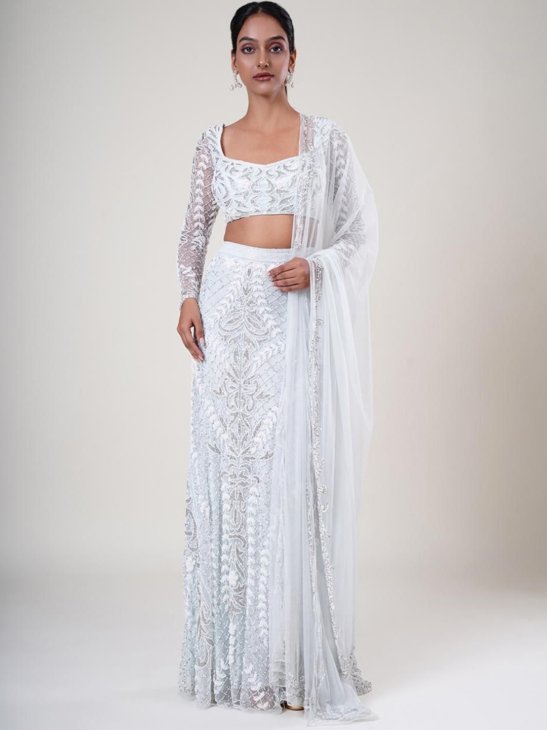 UPGRADE Embellished Beads and Stones Ready to Wear Lehenga & Blouse With Dupatta, Grey
UPGRADE Embellished Beads and Stones Ready to Wear Lehenga & Blouse With Dupatta, Grey